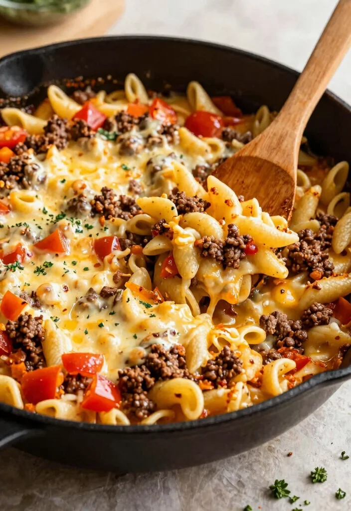 18 Ground Beef Pasta Recipes Cheesy Family Pleasers - 7. Cheesy Ground Beef Pasta Skillet 1