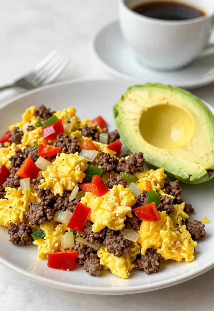 18 Ground Beef Recipes Low Carb Simple Satisfying - 12. Ground Beef and Egg Breakfast Scramble 1