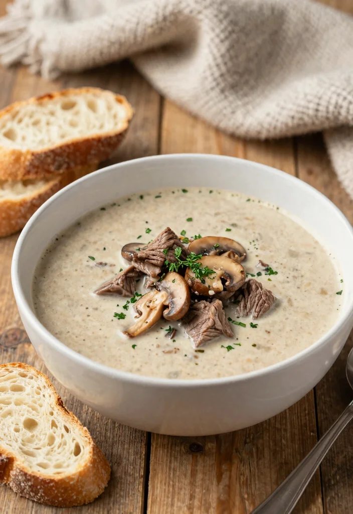 18 Ground Beef Recipes Low Carb Simple Satisfying - 5. Creamy Beef and Mushroom Soup 1