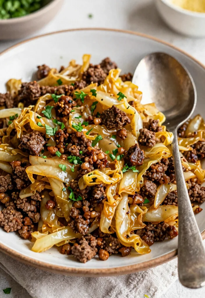 18 Ground Beef Recipes Low Carb Simple Satisfying - 9. Beef and Cabbage Skillet 1