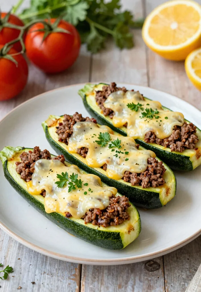 18 Ground Beef Summer Recipes Light Grill Friendly Ideas - 16. Ground Beef Stuffed Zucchini Boats 1