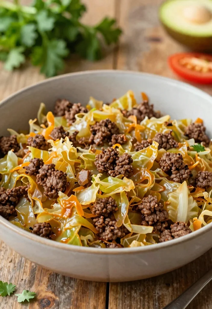 18 Hamburger Meat Recipes for Your Crockpot: Saucy & Slow Cooked Delights - 17. Hamburger Cabbage Skillet 1