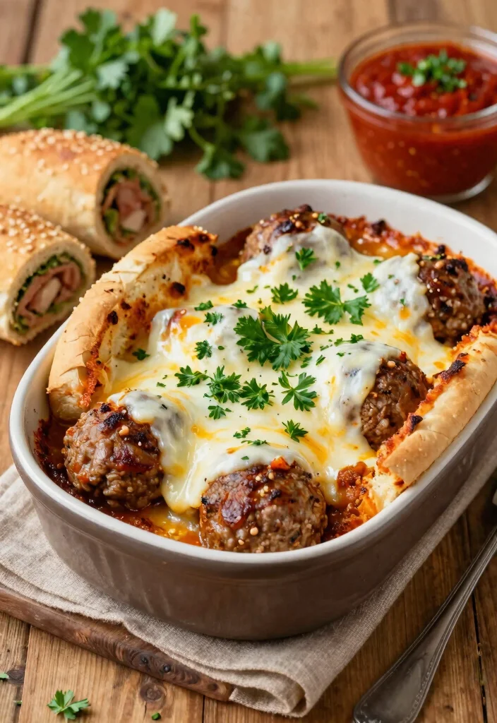 18 Hamburger Meat Recipes for Your Crockpot: Saucy & Slow Cooked Delights - 5. Meatball Sub Casserole 1