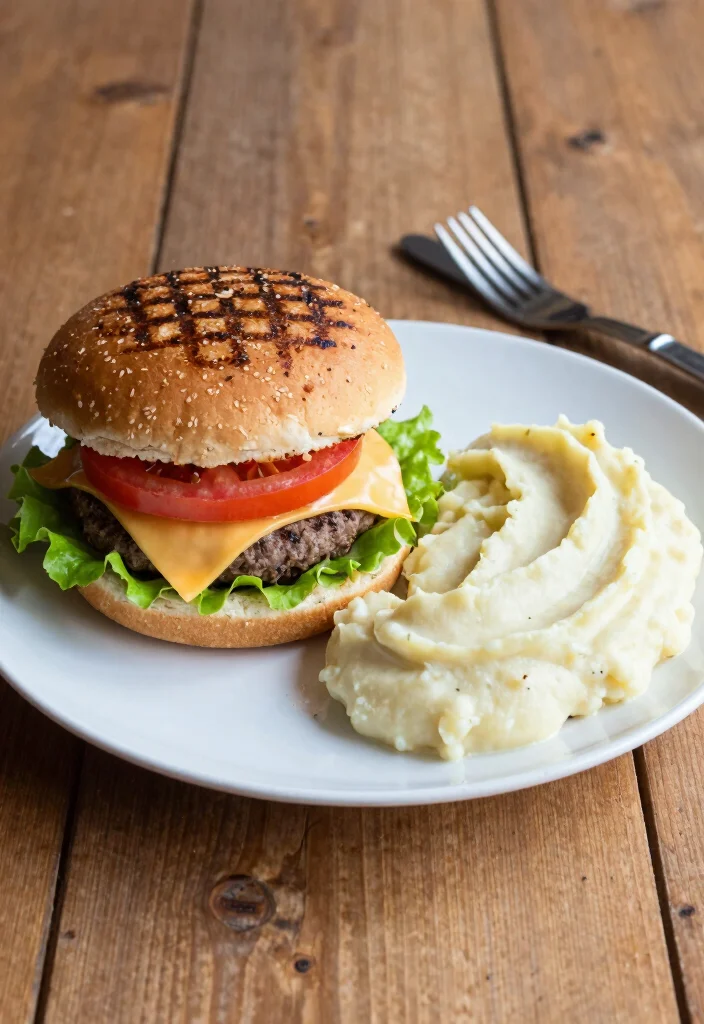 18 Hamburger and Potato Recipes Filling Classic Dinners - 4. Hamburgers with Garlic Mashed Potatoes 1