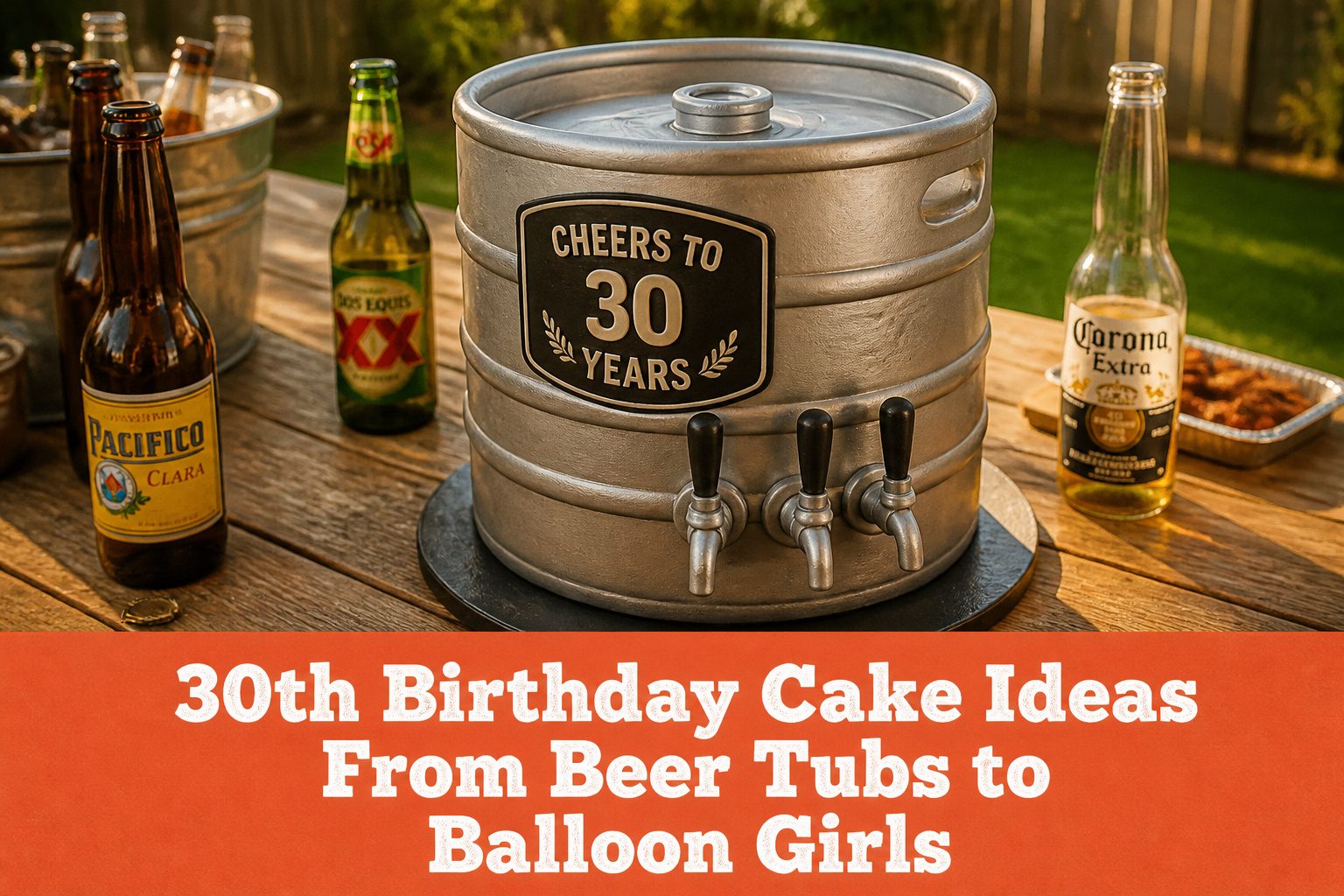 Various creative cakes themed for 30th birthday celebrations.