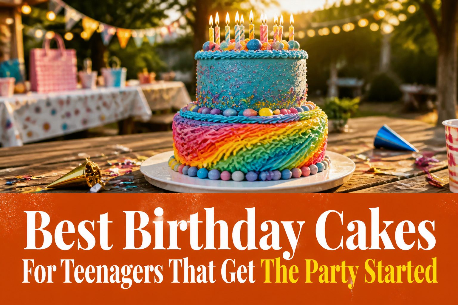A variety of birthday cakes designed for teenagers, showcasing different themes and styles.